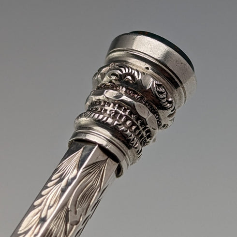 British Antique Mechanical Pencil Bloodstone Decoration Telescoping 84-108mm